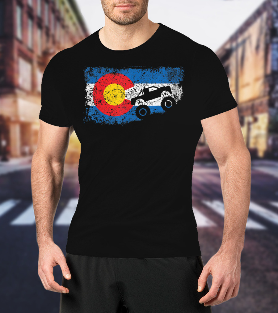 Monster Truck Colorado 4X4 Club Flag Iconic Off-Road Adventure T-Shirt
