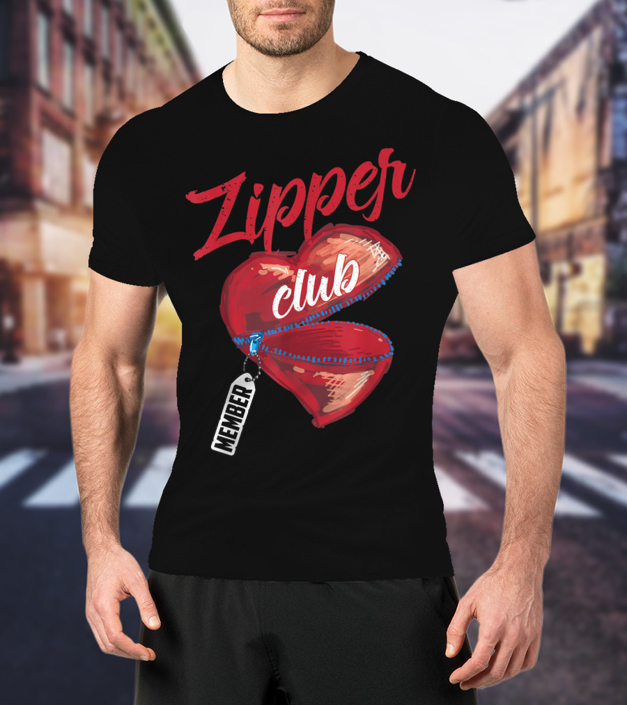 Zipper Club Member Heart With Zipper Congenital Heart Awareness T-Shirt