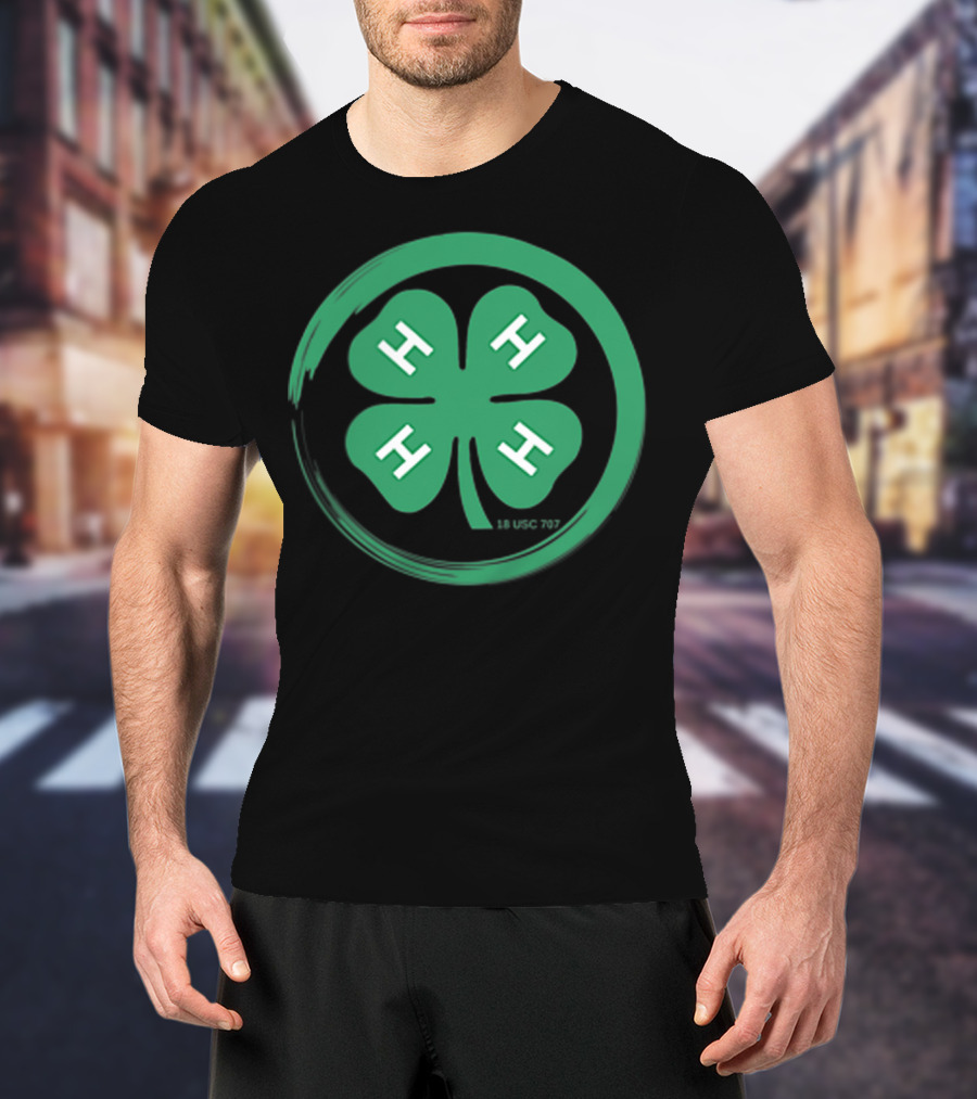 4 H Clover Emblem With 18 USC 707 Text T-Shirt