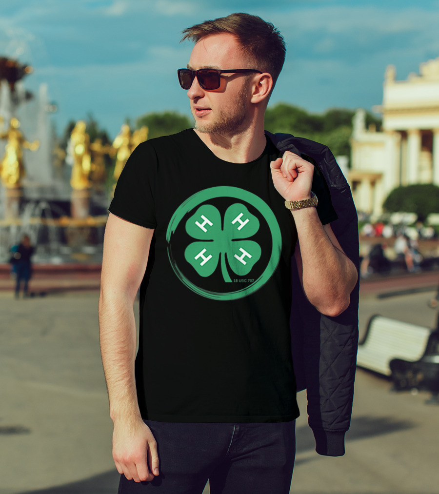 4 H Clover Emblem With 18 USC 707 Text T-Shirt