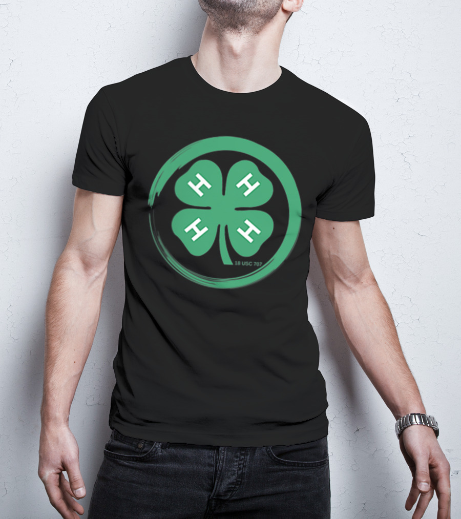 4 H Clover Emblem With 18 USC 707 Text T-Shirt