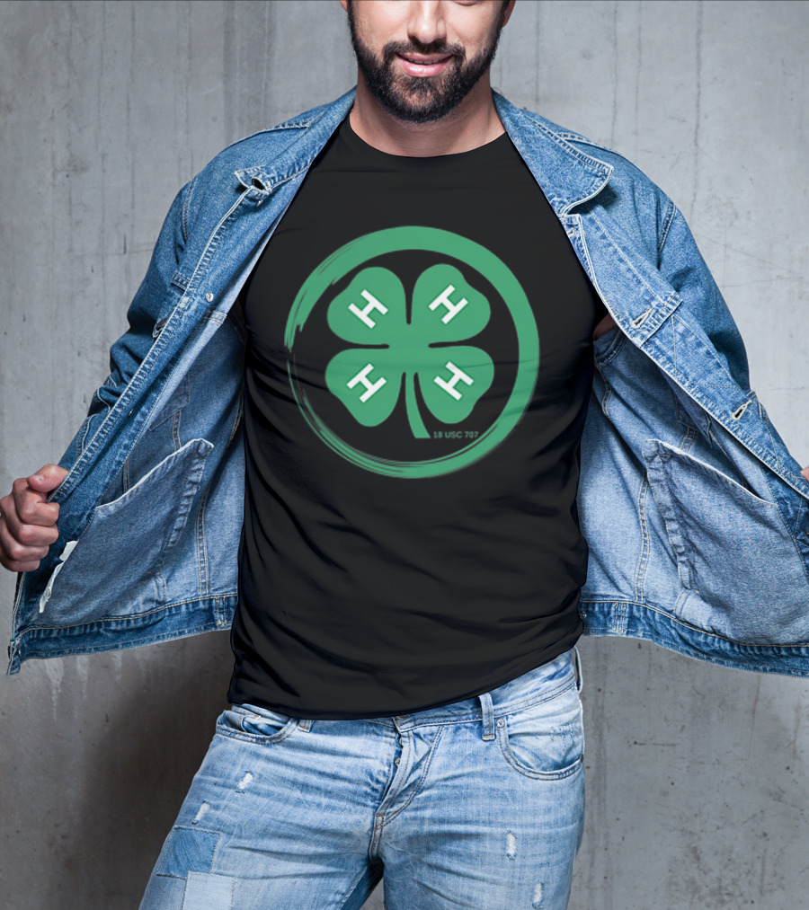 4 H Clover Emblem With 18 USC 707 Text T-Shirt
