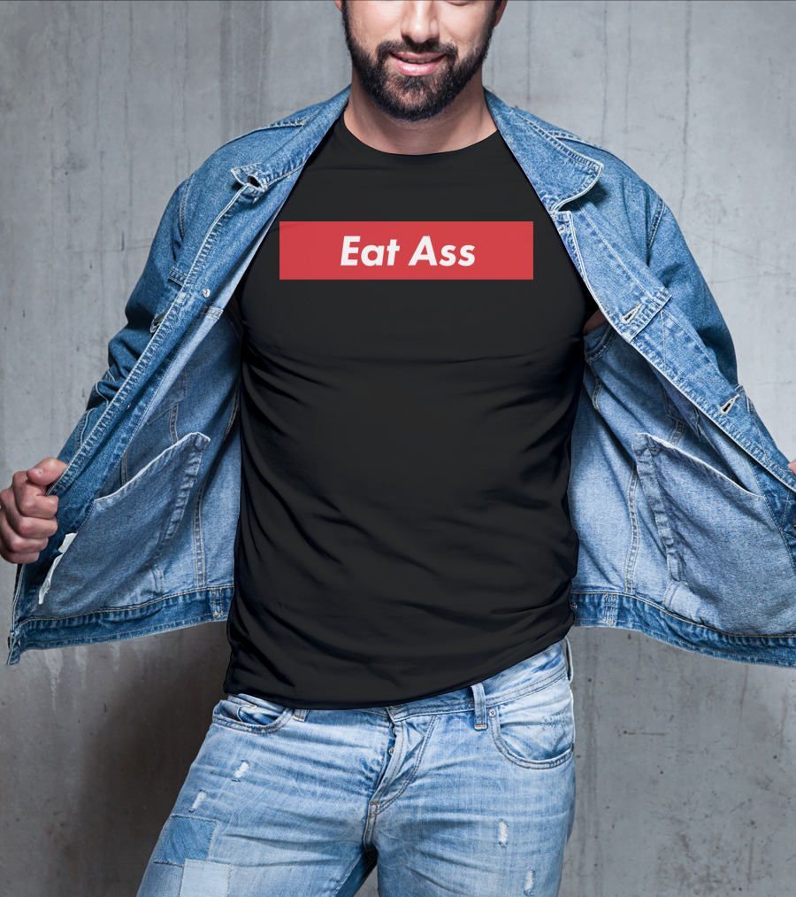 Eat Ass Red Box Logo Minimalist T-Shirt