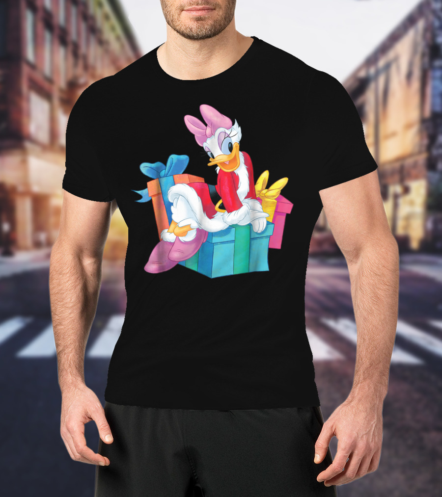 Disney Daisy Duck Santa Holiday With Colorful Gift Boxes T-Shirt