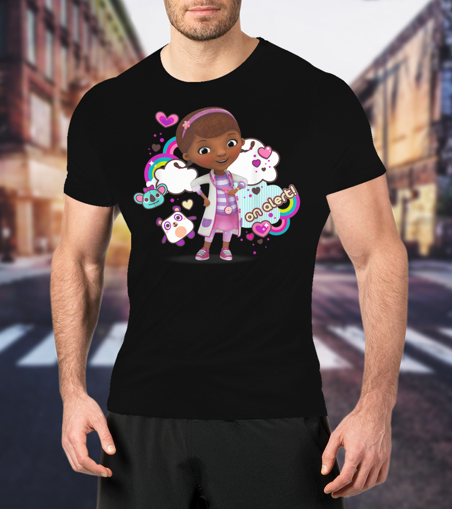 Disney Doc McStuffins Colorful Hearts And Clouds On Alert T-Shirt