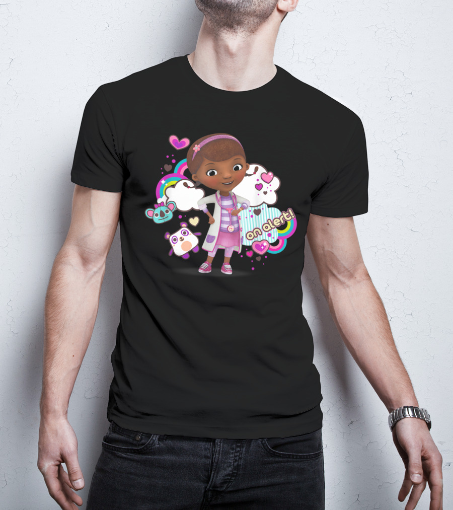 Disney Doc McStuffins Colorful Hearts And Clouds On Alert T-Shirt