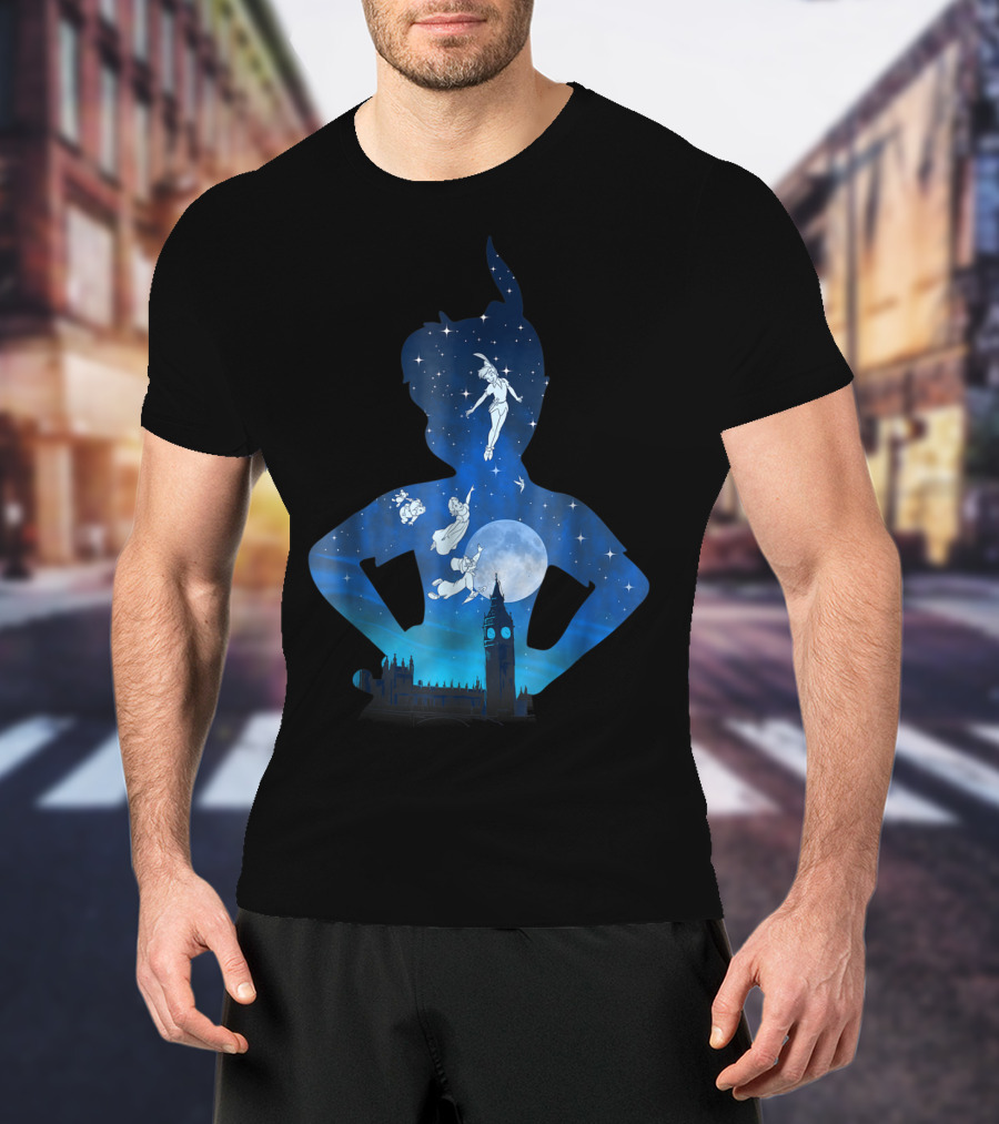 Disney Peter Pan London Night Sky Silhouette Flight T-Shirt