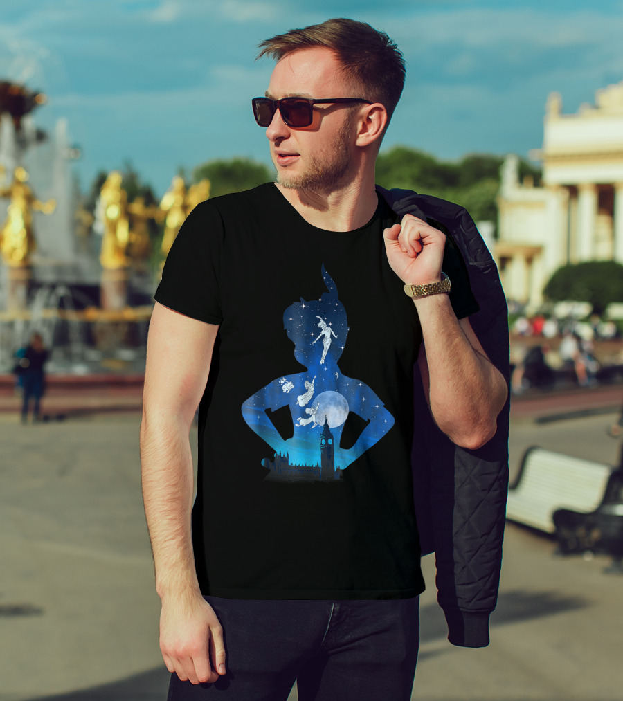 Disney Peter Pan London Night Sky Silhouette Flight T-Shirt