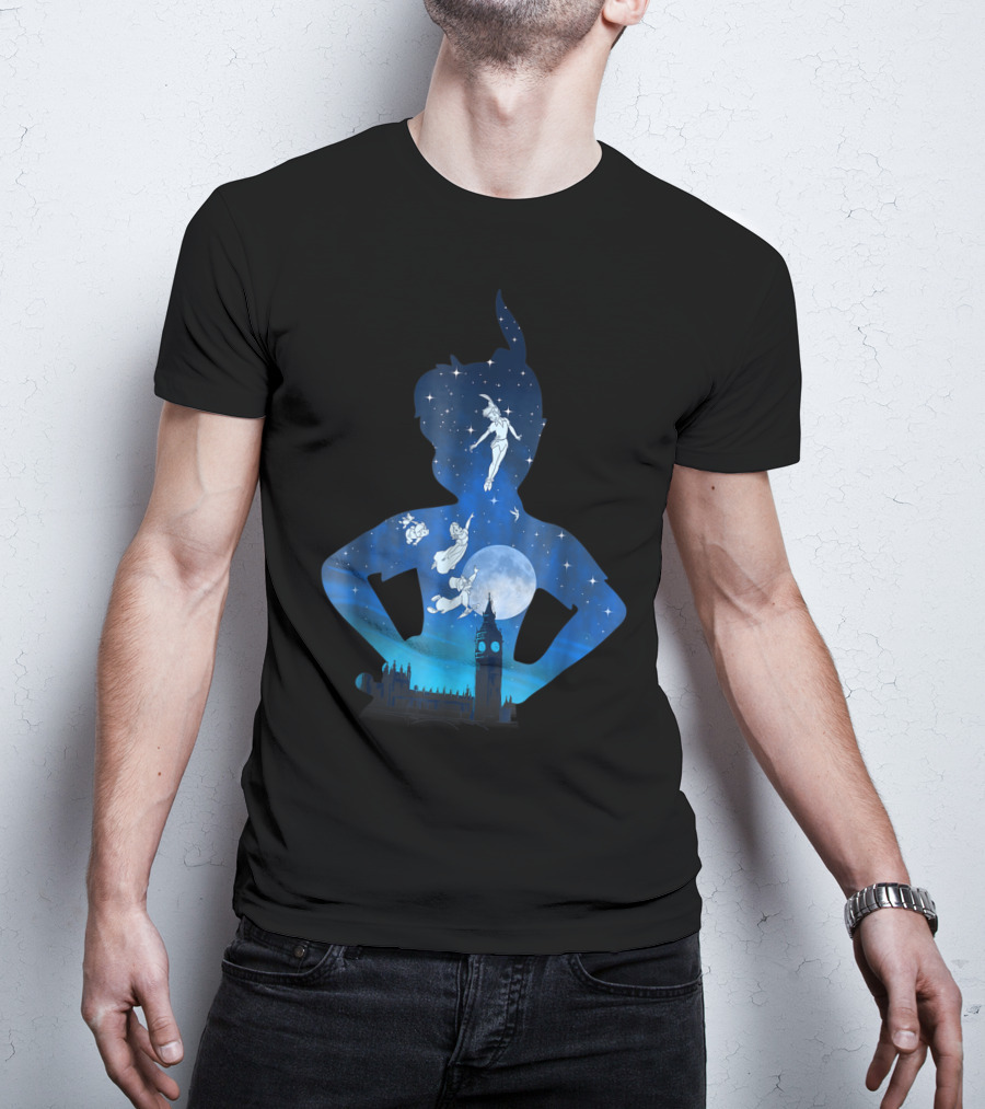 Disney Peter Pan London Night Sky Silhouette Flight T-Shirt