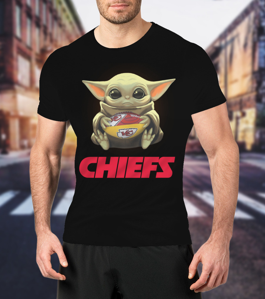 Yoda With Kansas City Chiefs Football T-Shirt