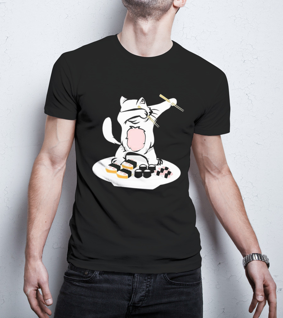 Catsushi Cute Cat Eating Sushi With Chopsticks T-Shirt