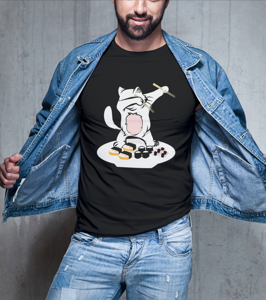 Catsushi Cute Cat Eating Sushi With Chopsticks T-Shirt