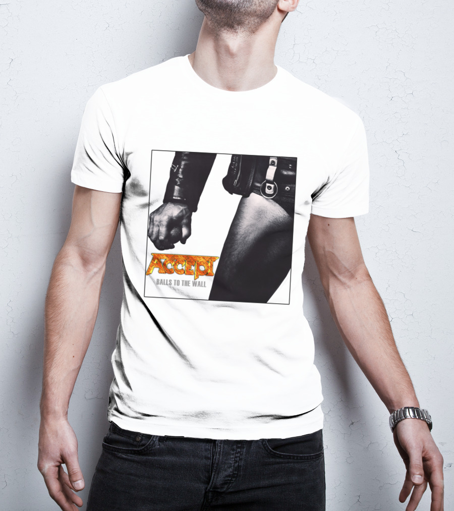 Accept Balls To The Wall Album Cover Leather Jacket And Studded Belt T-Shirt