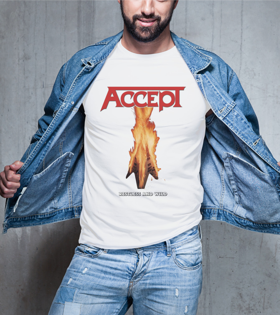 Accept Restless And Wild Flaming Guitar T-Shirt