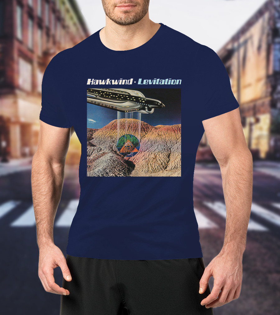 Hawkwind Levitation Spaceship Over Mountain Landscape T-Shirt