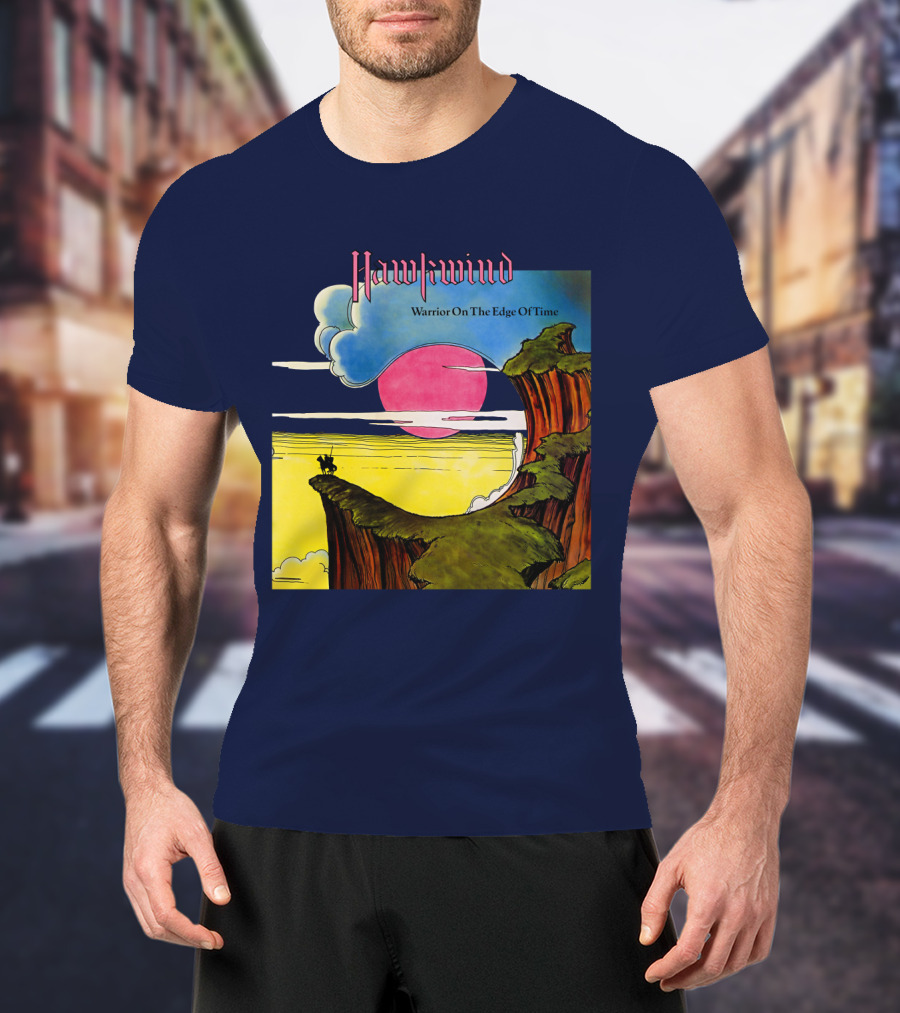 Hawkwind Warrior On The Edge Of Time Cliff Sunset Scene T-Shirt