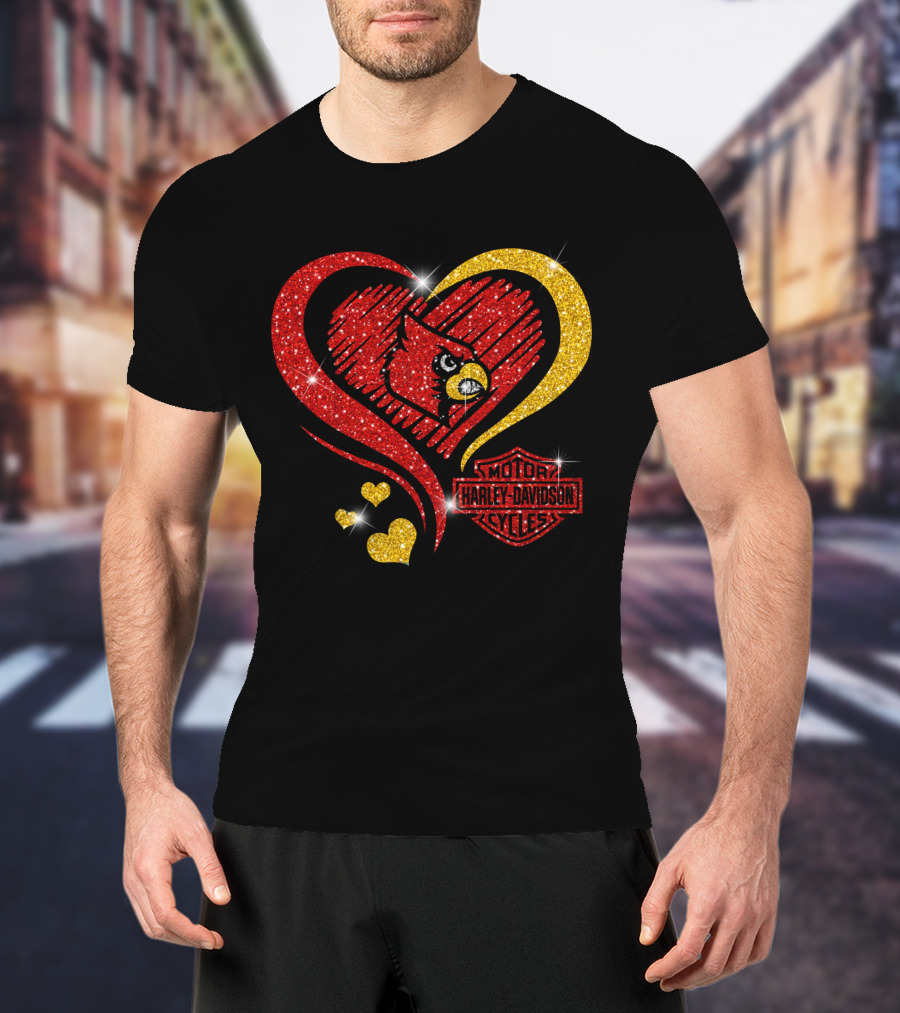 Harley Davidson Heart Louisville Cardinals T-Shirt