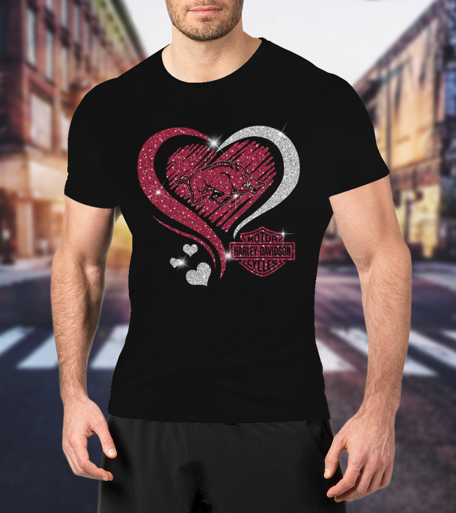 Harley Davidson Ncaa Arkansas Razorbacks Heart T-Shirt