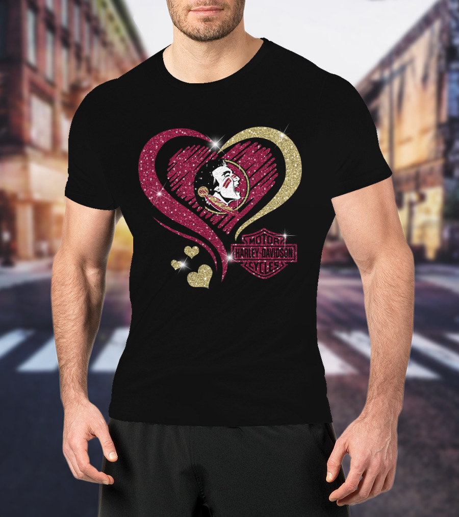 Harley Davidson Florida State Seminoles Heart T-Shirt