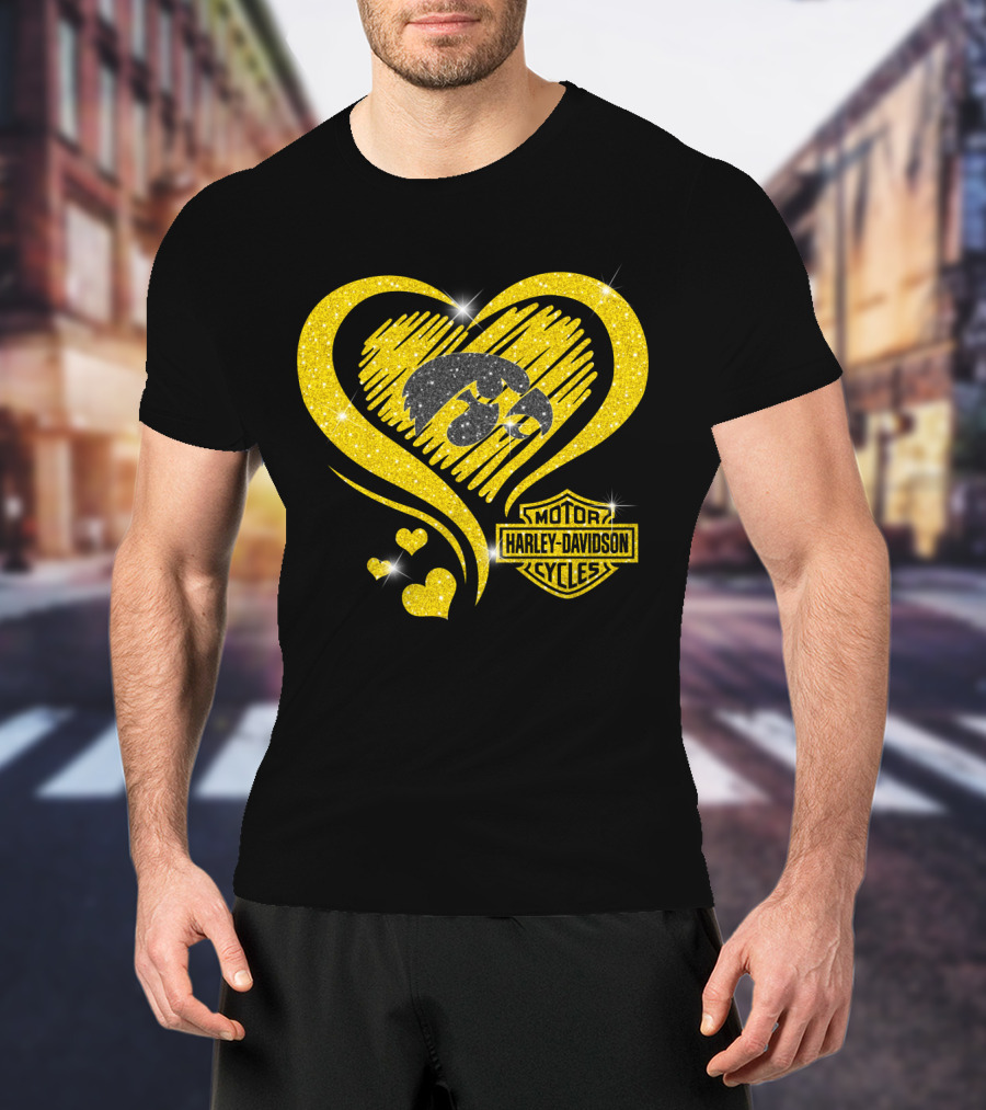 Motor Harley Davidson Cycles Iowa Hawkeyes Heart T-Shirt