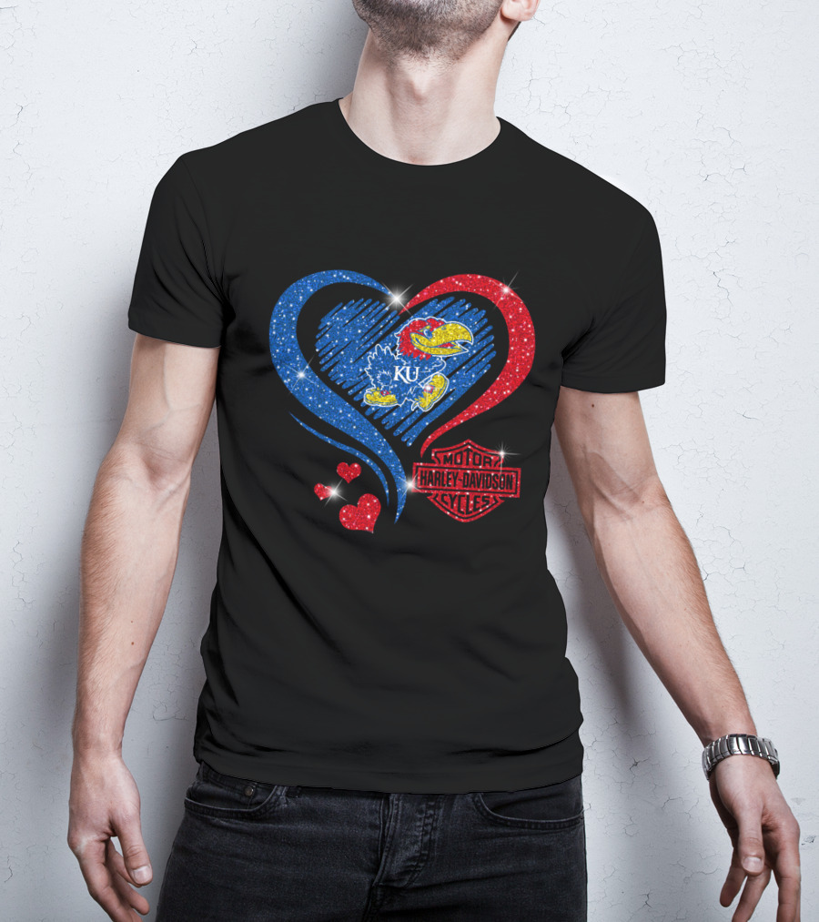 Ku Heart Harley Davidson Kansas Jayhawks T-Shirt