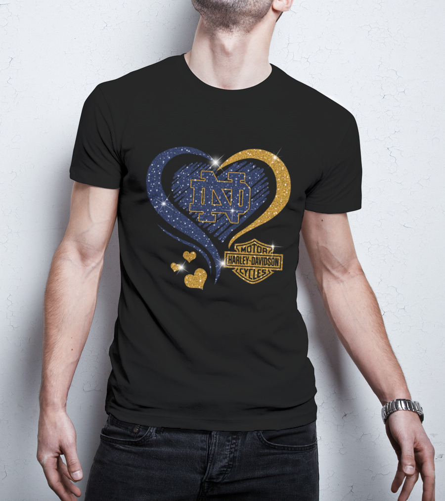 Notre Dame Fighting Irish Harley Davidson Heart T-Shirt