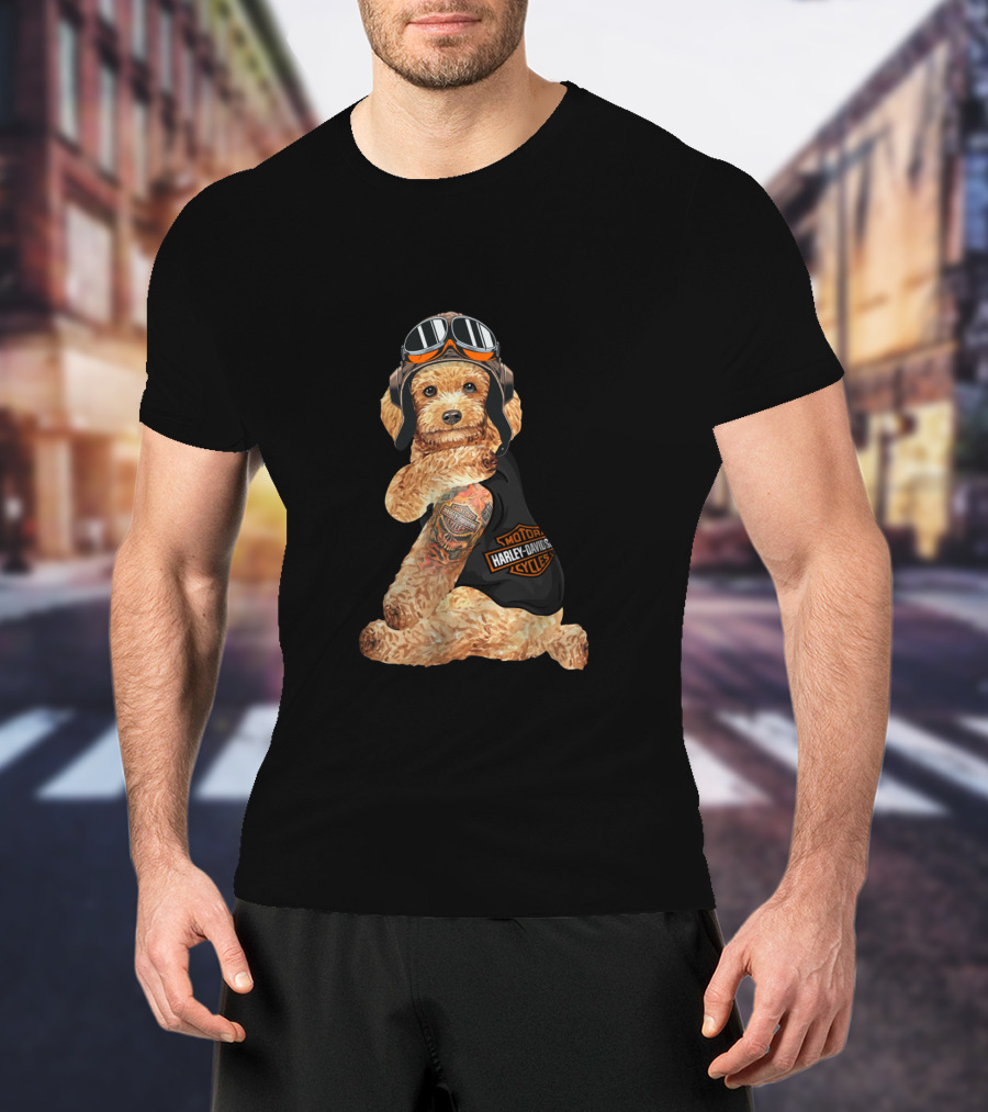 Shotgun Harley Davidson Cycles Hd Tatoo Poodle T-Shirt