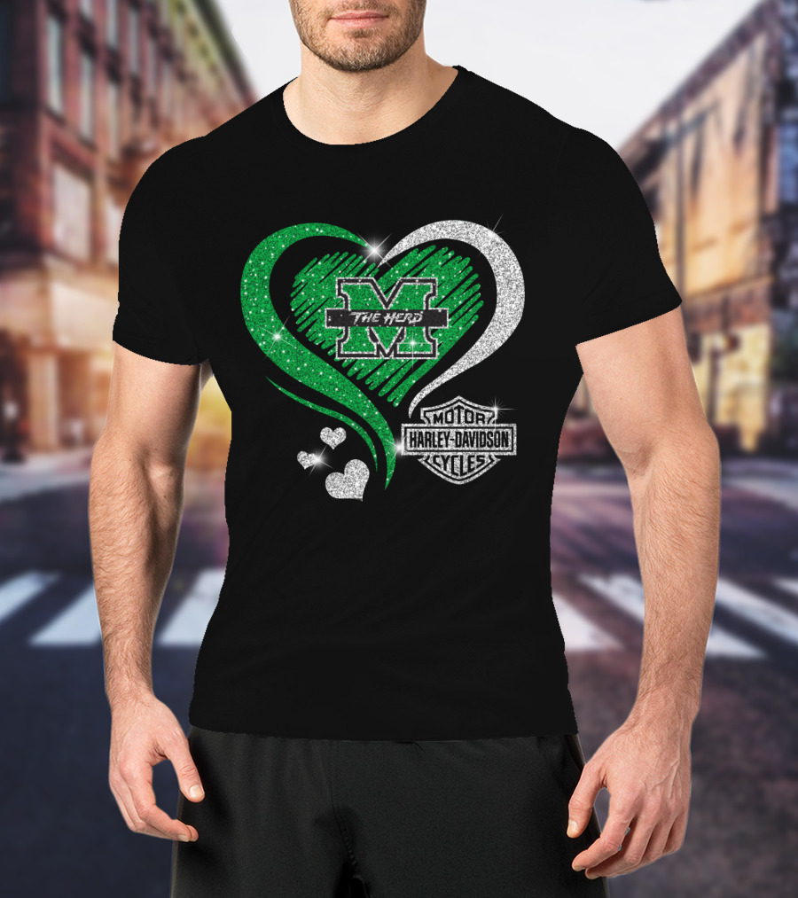 M The Herd Motor Harley Davidson Cycles Heart 0306Hd Marshall Thundering Herd T-Shirt