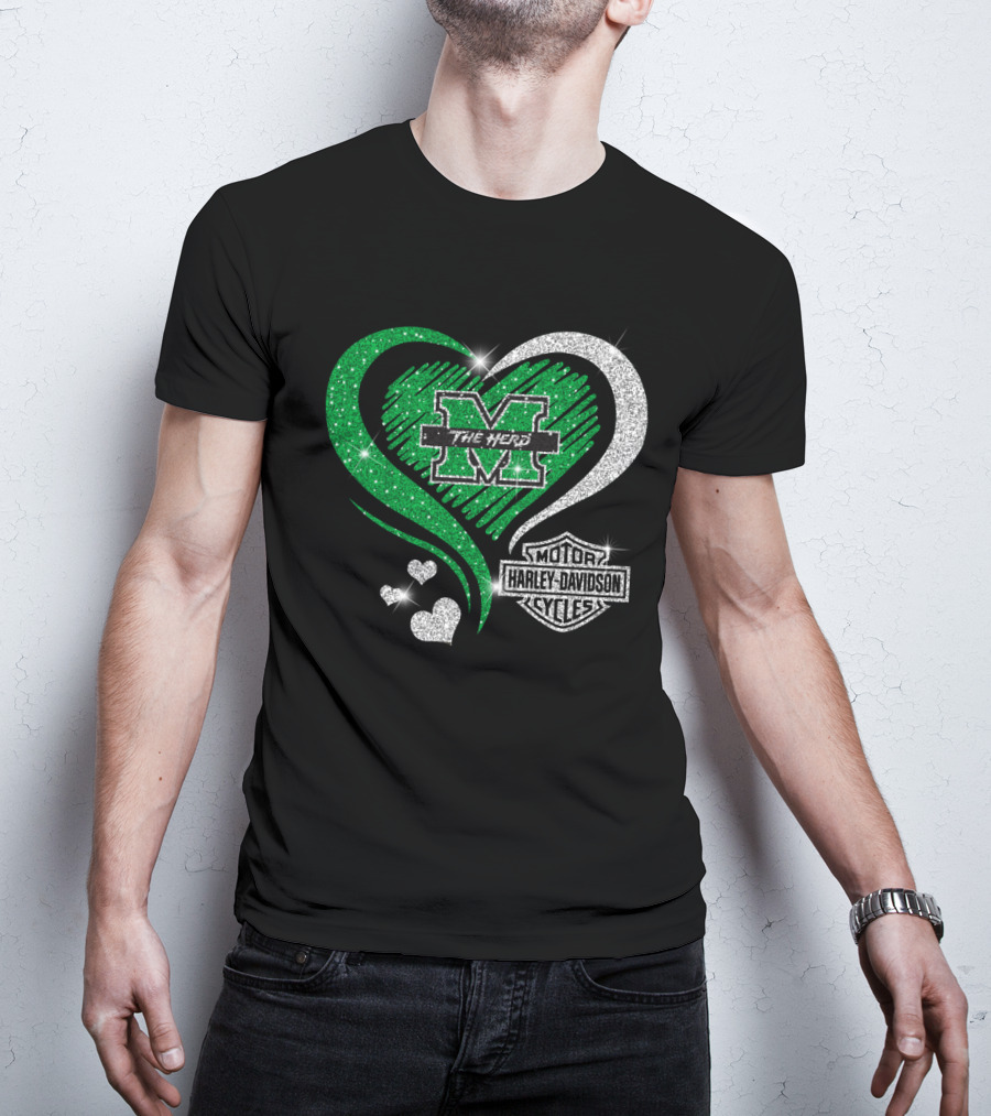 M The Herd Motor Harley Davidson Cycles Heart 0306Hd Marshall Thundering Herd T-Shirt