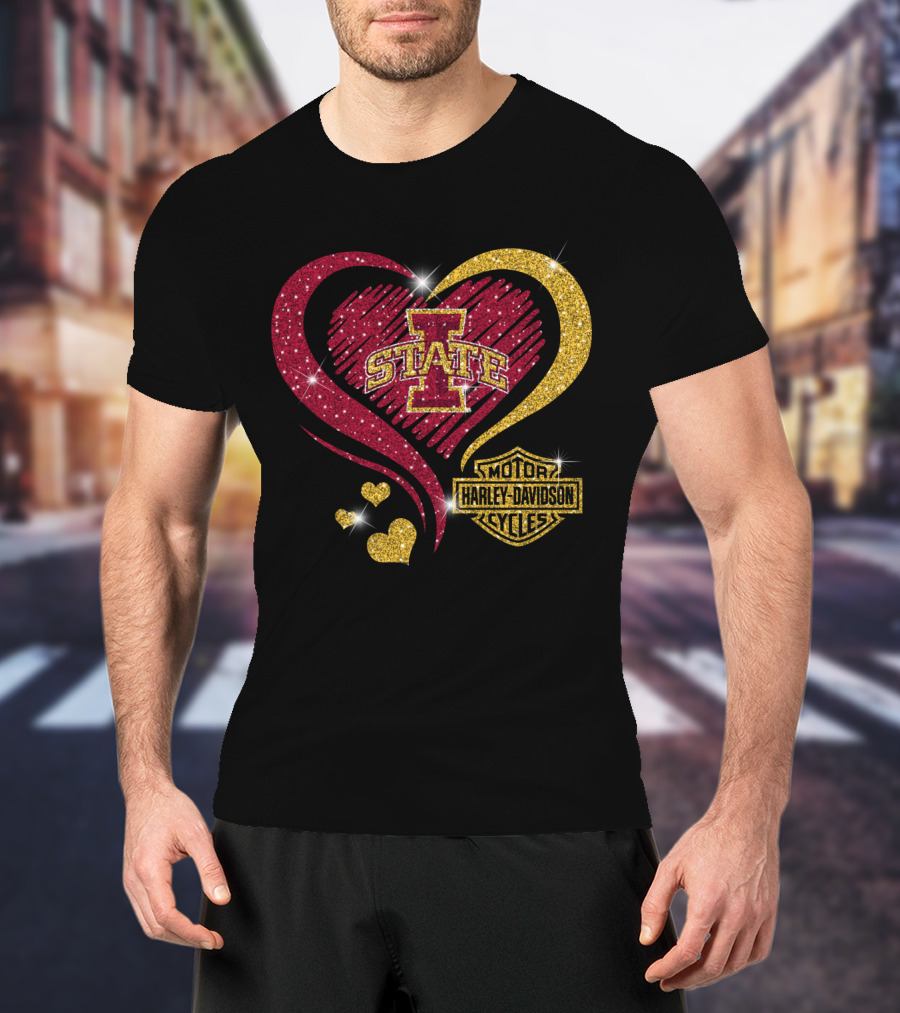 Iowa State Cyclones Heart Harley Davidson T-Shirt