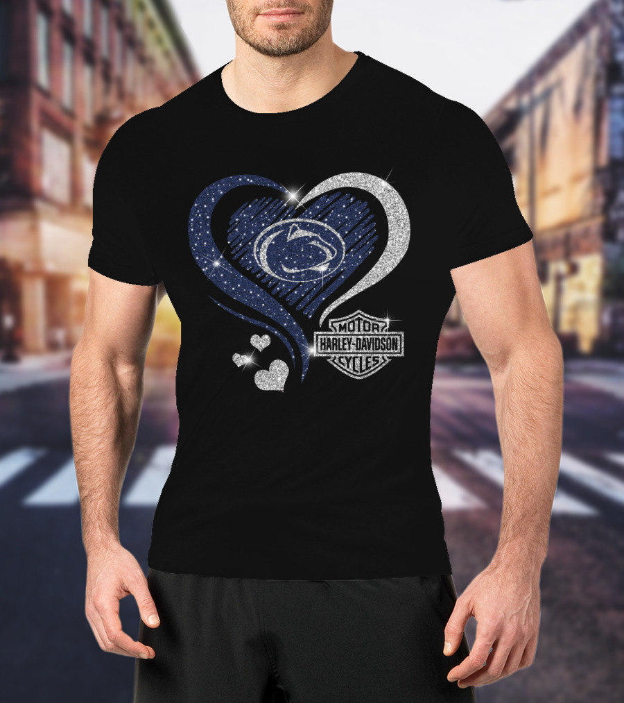 Penn State Nittany Lions Harley Davidson Heart Logo Sparkle 0306Hd T-Shirt