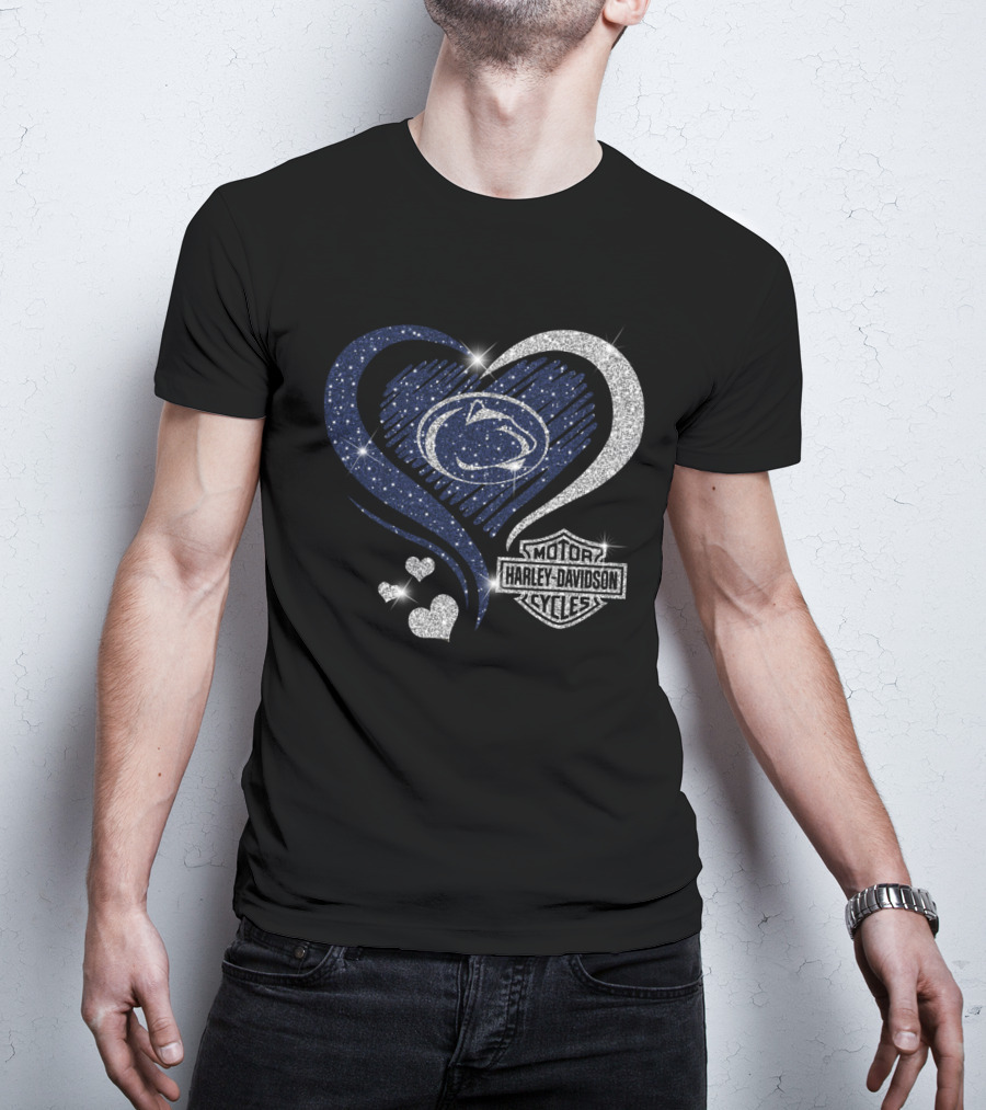 Penn State Nittany Lions Harley Davidson Heart Logo Sparkle 0306Hd T-Shirt