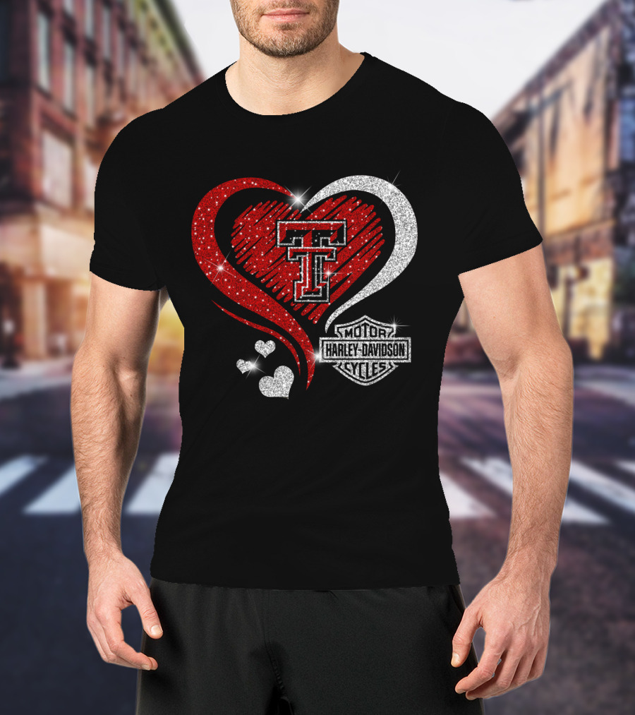Texas Tech Red Raiders Harley Davidson Heart T-Shirt