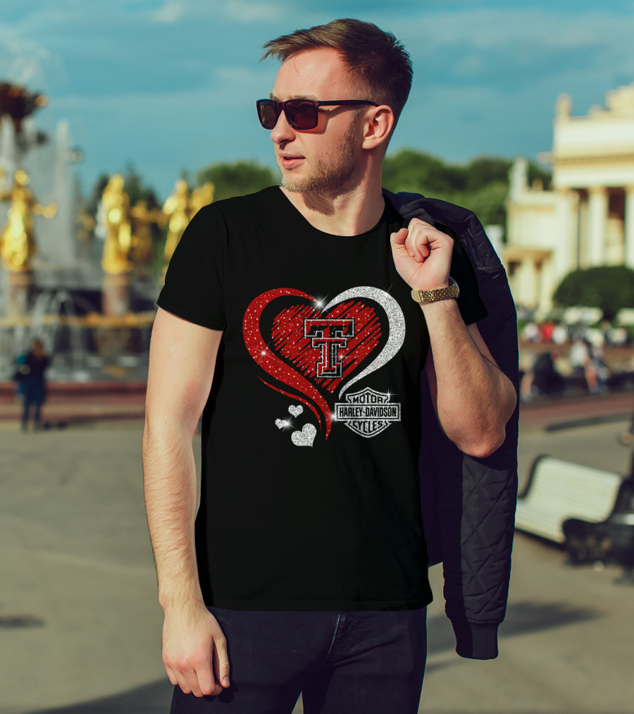 Texas Tech Red Raiders Harley Davidson Heart T-Shirt