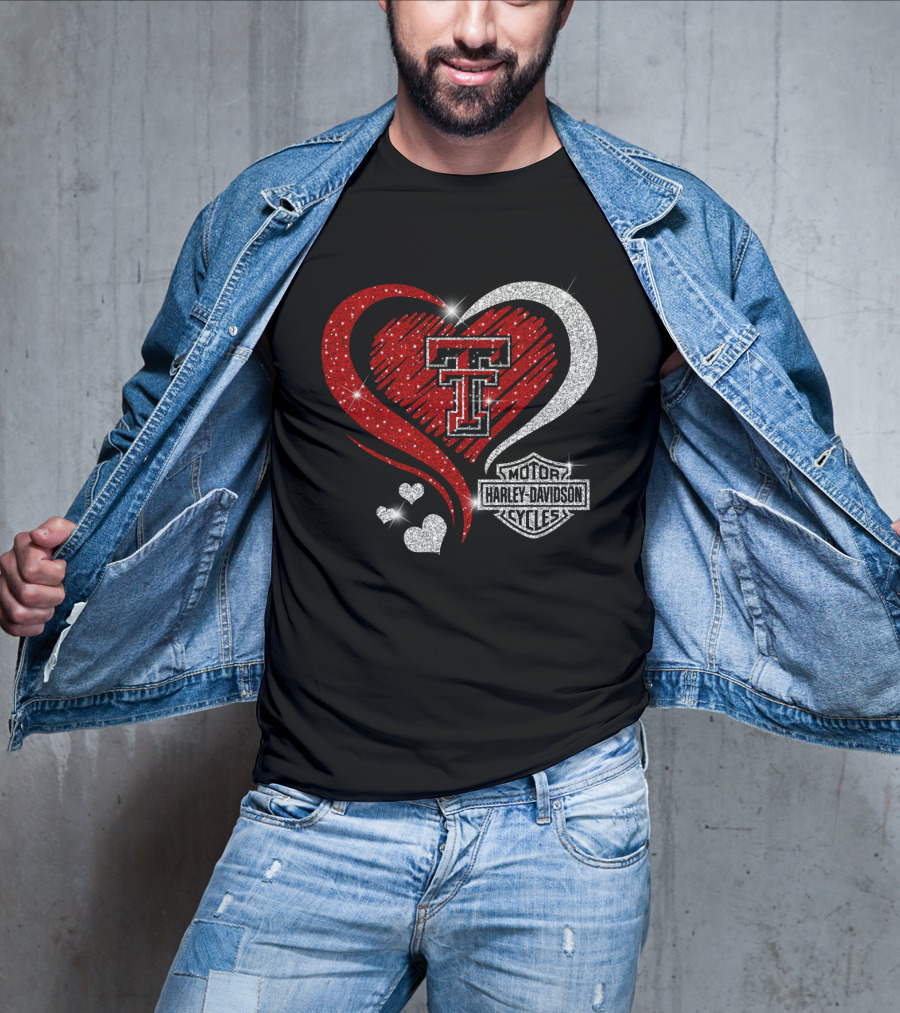 Texas Tech Red Raiders Harley Davidson Heart T-Shirt