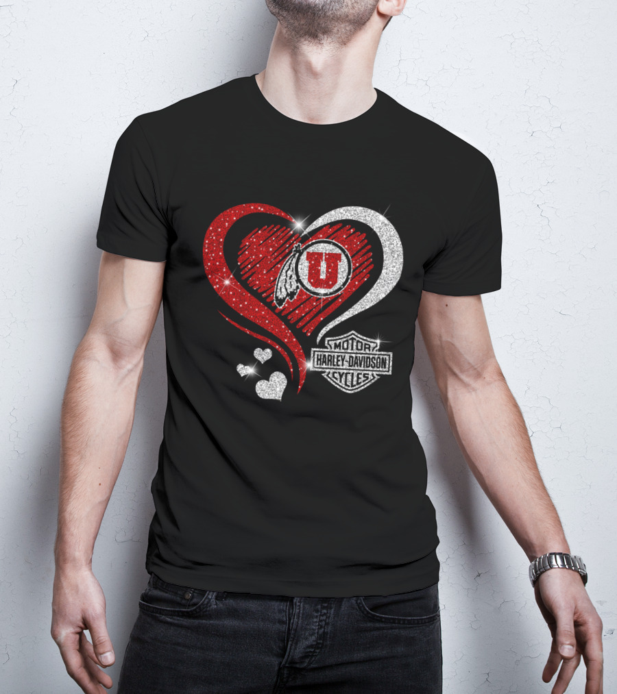 Utah Utes Harley Davidson Heart T-Shirt