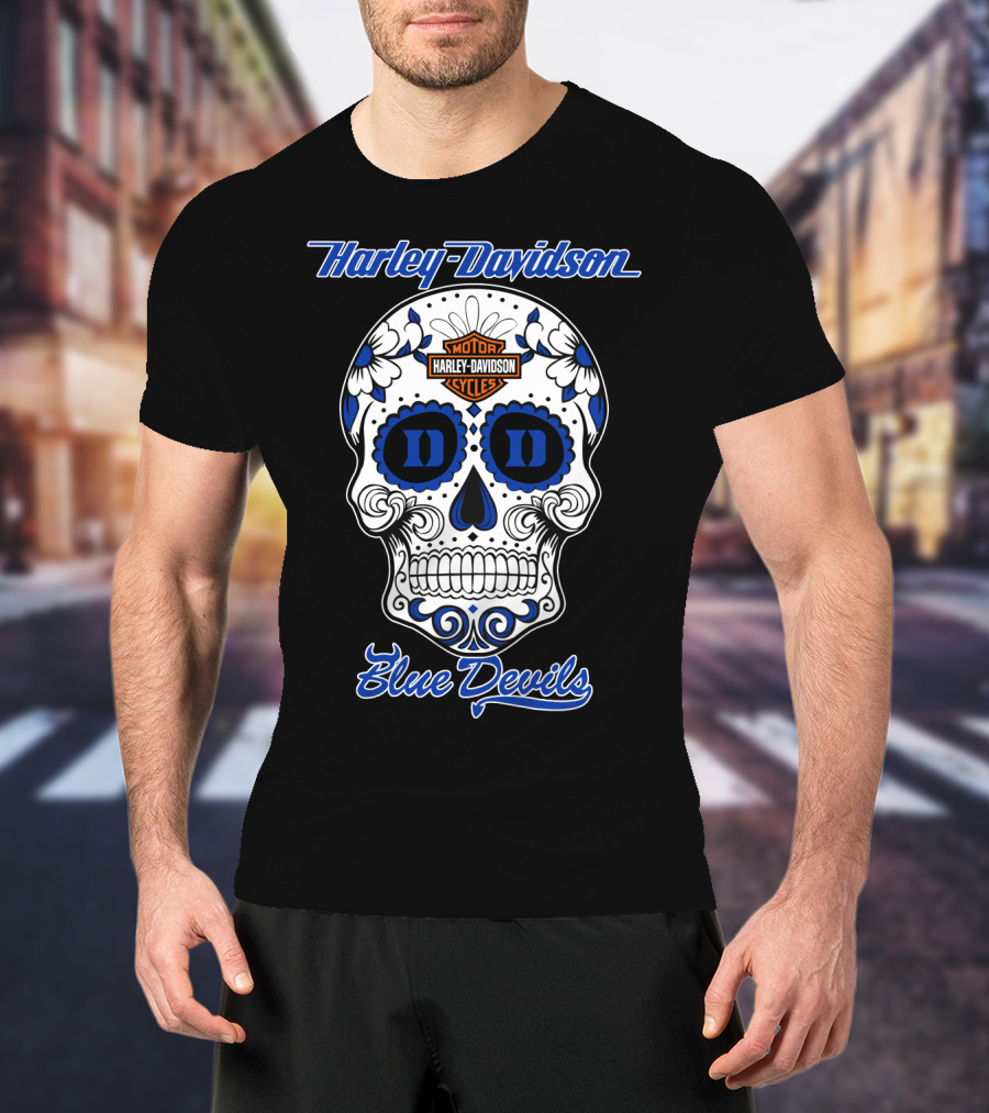 Harley Davidson Blue Devils Sugar Skull T-Shirt
