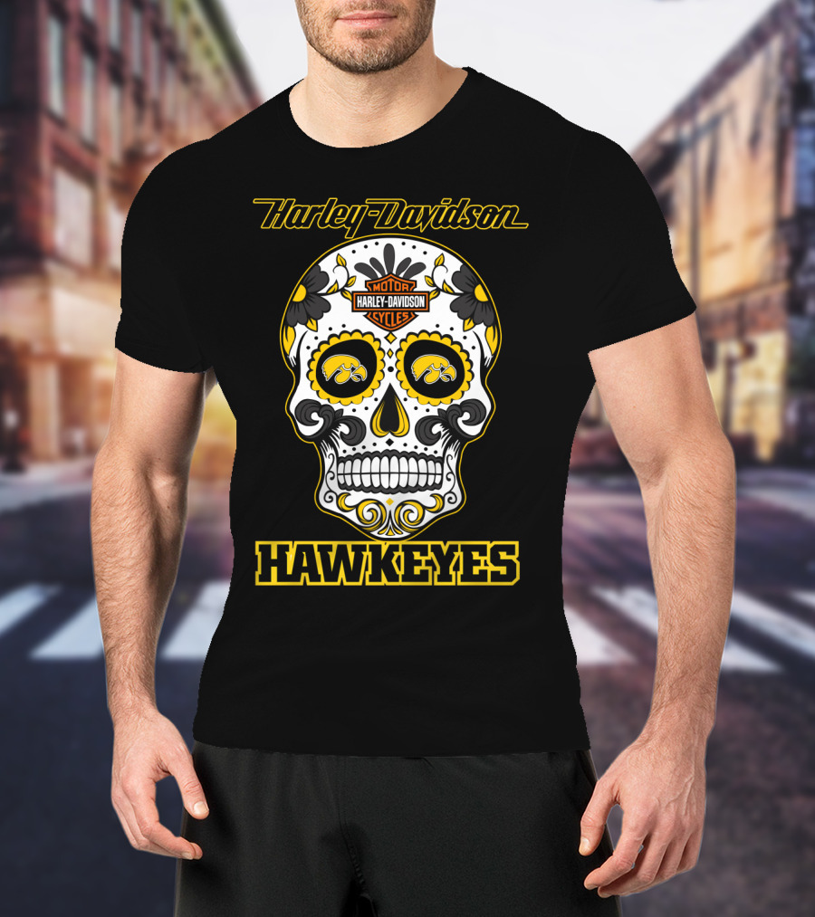 Harley Davidson Hawkeyes Sugar Skull T-Shirt