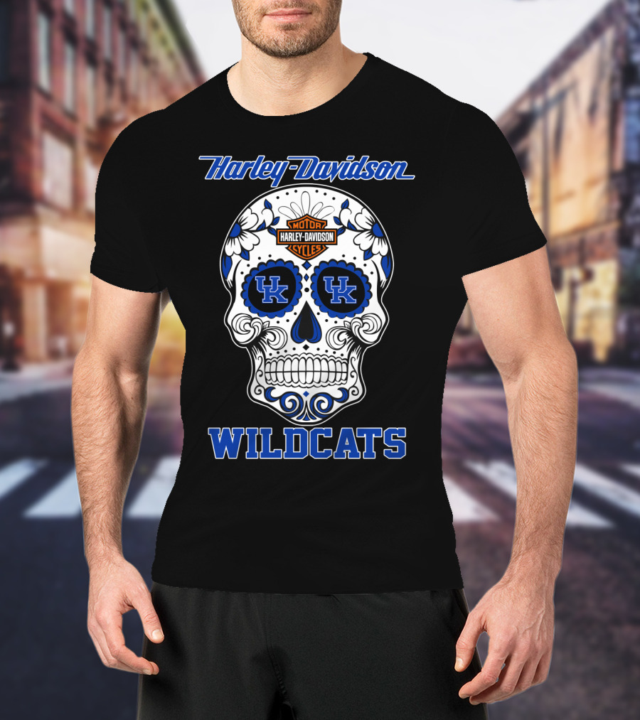 Harley Davidson Kentucky Wildcats Sugar Skull Mood T-Shirt