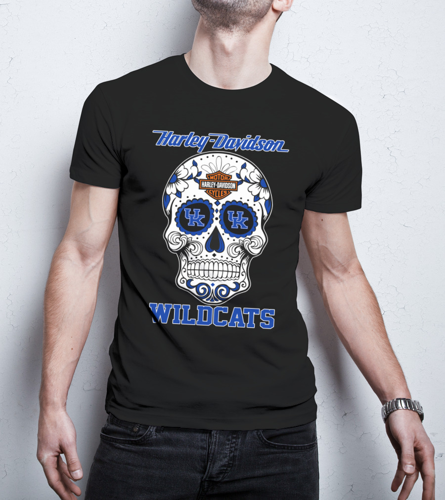 Harley Davidson Kentucky Wildcats Sugar Skull Mood T-Shirt