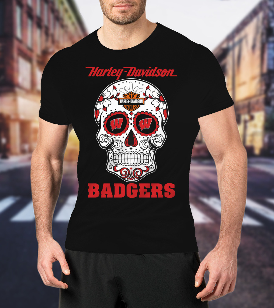 Harley Davidson Motor Cycles Wisconsin Badgers T-Shirt