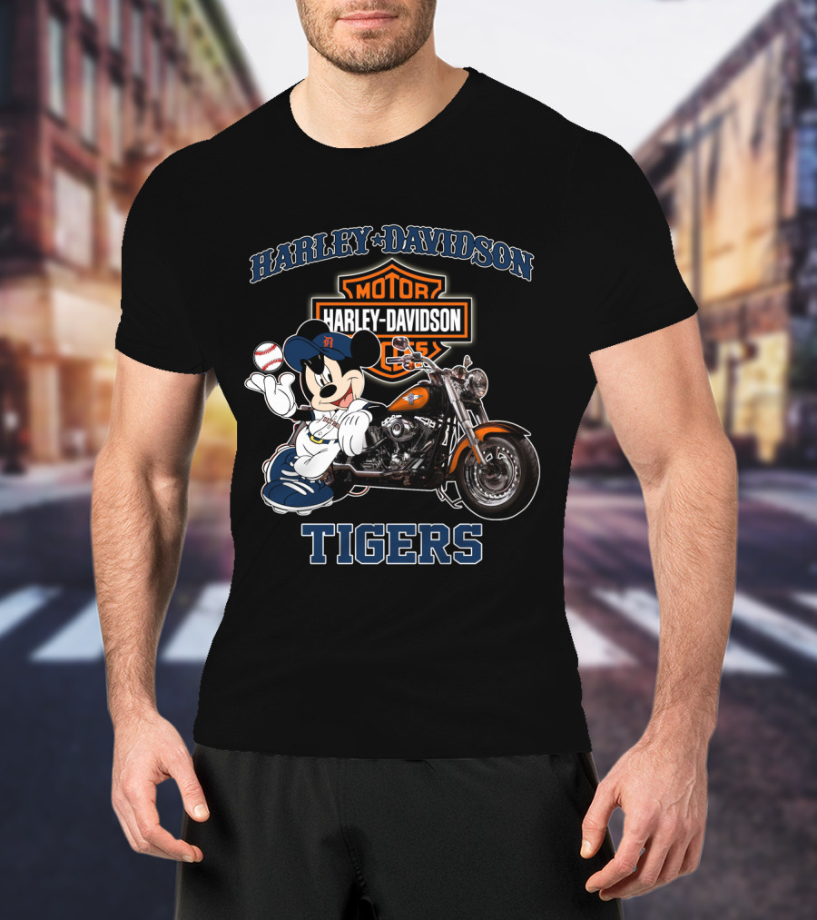Harley Davidson Motor Mickey Mouse Detroit Tigers T-Shirt