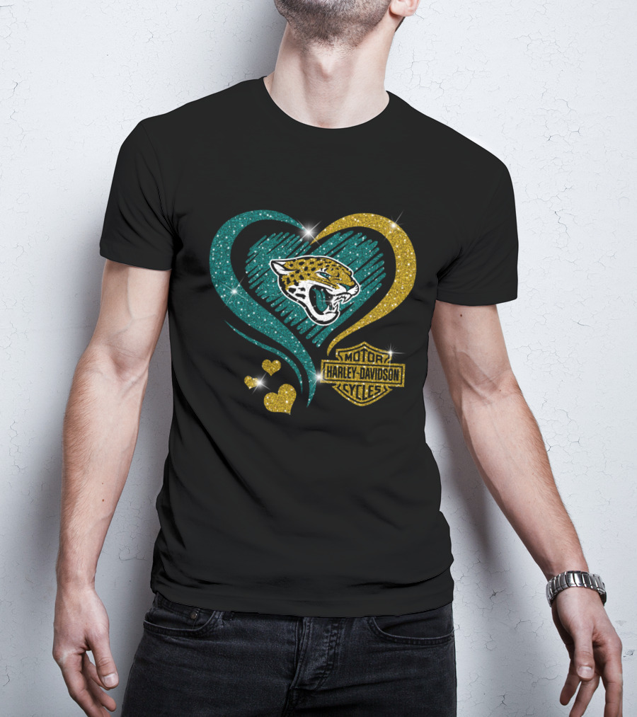 Harley Davidson Motorcycles Jacksonville Jaguars Heart T-Shirt