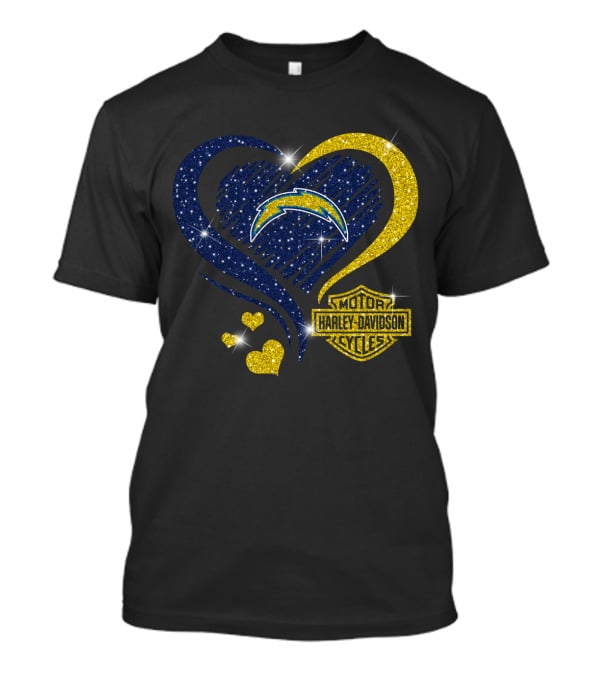 Motor Harley Davidson Cycles Los Angeles Chargers Heart And Lightning T-Shirt