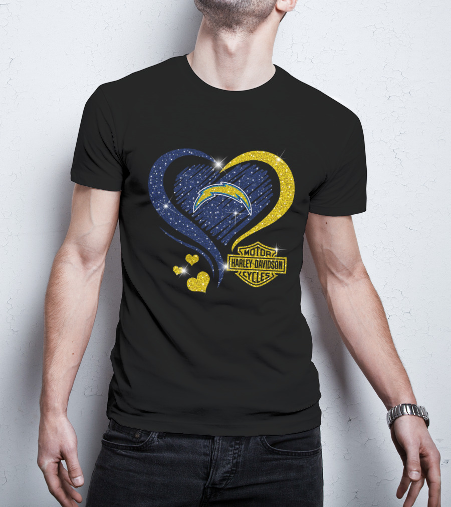 Motor Harley Davidson Cycles Los Angeles Chargers Heart And Lightning T-Shirt