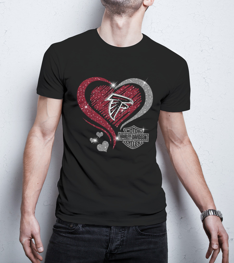 Atlanta Falcons Harley Davidson Heart T-Shirt