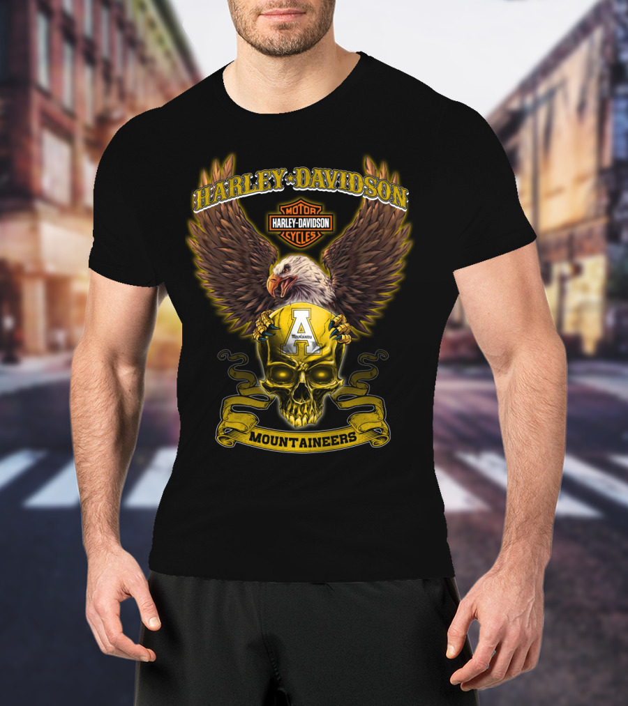 Harley Davidson Eagle Skull Appalachian State Mountaineers T-Shirt