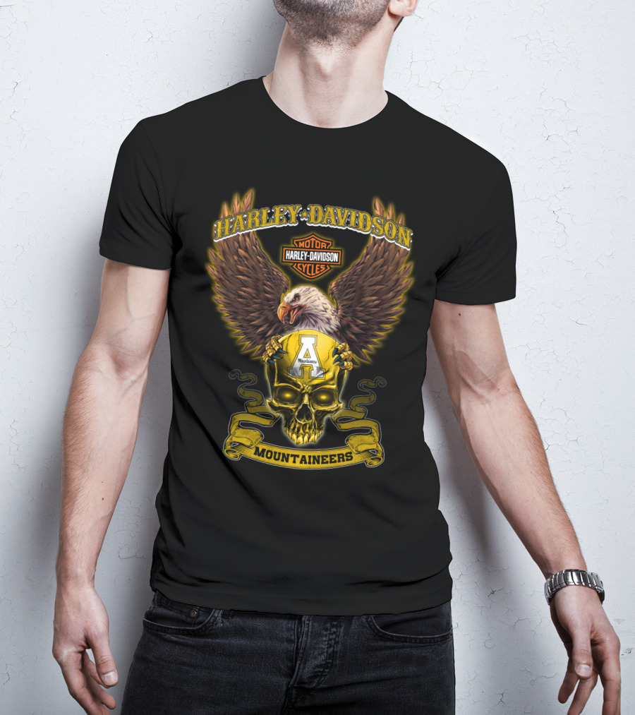 Harley Davidson Eagle Skull Appalachian State Mountaineers T-Shirt