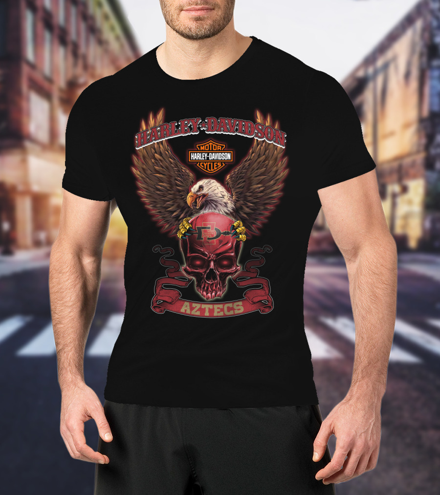Harley Davidson San Diego State Aztecs Eagle Skull Moto T-Shirt