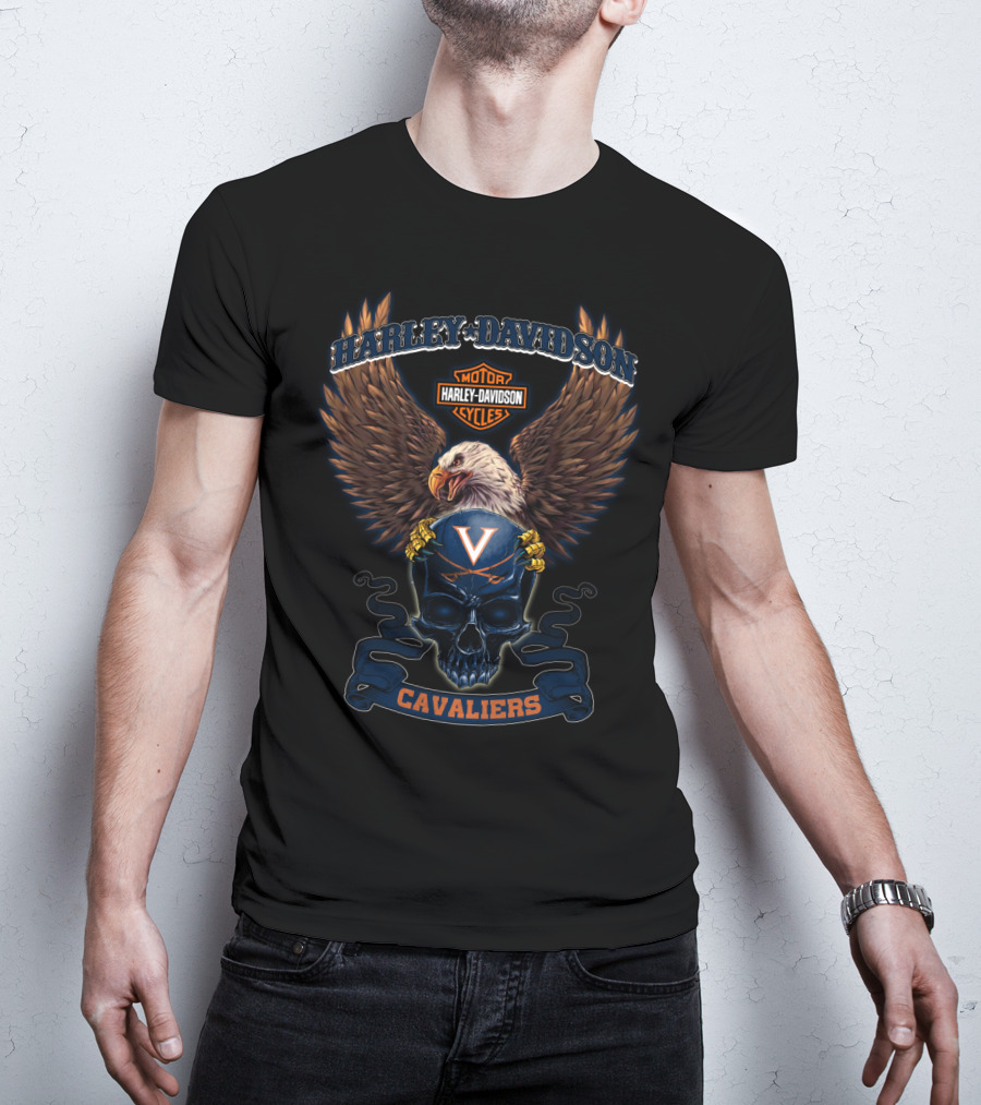 Harley Davidson Virginia Cavaliers Eagle Skull T-Shirt